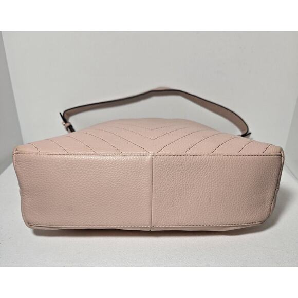 Karl Lagerfeld Paris Leather Hobo Shoulder Bag GiGi Soft Quilted Blush Pink - Picture 8 of 16